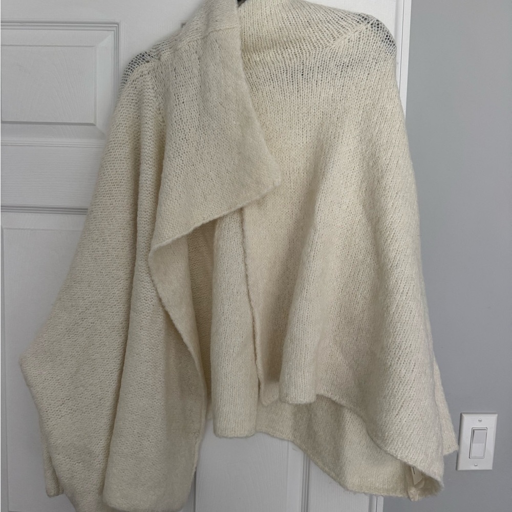 Free People Cream Poncho Sweater